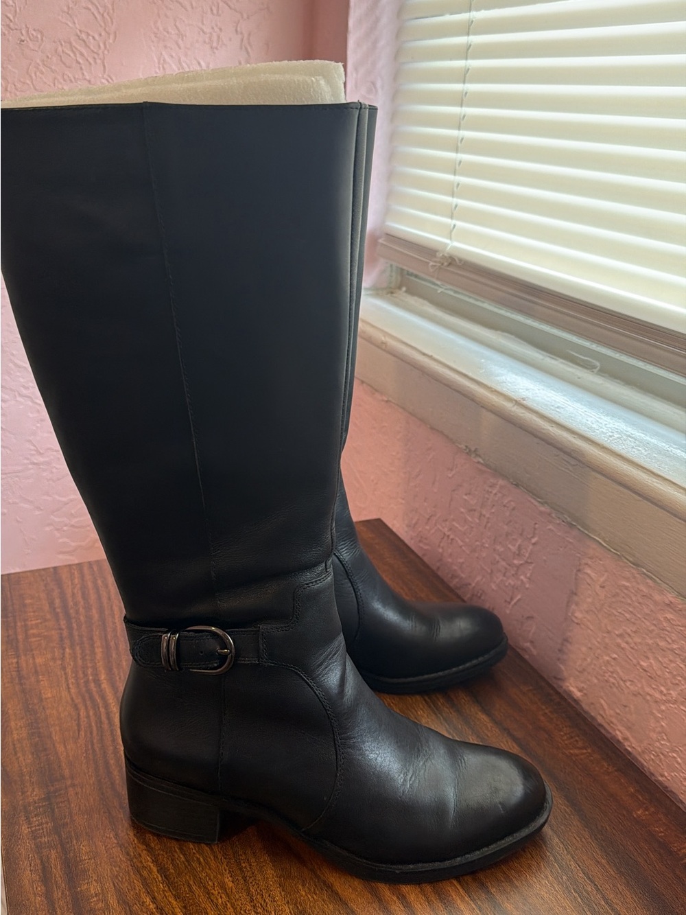 Franco Sarto "Cecily" Black Leather Knee-High Boots - Size 7.5 (Fits Size 8)